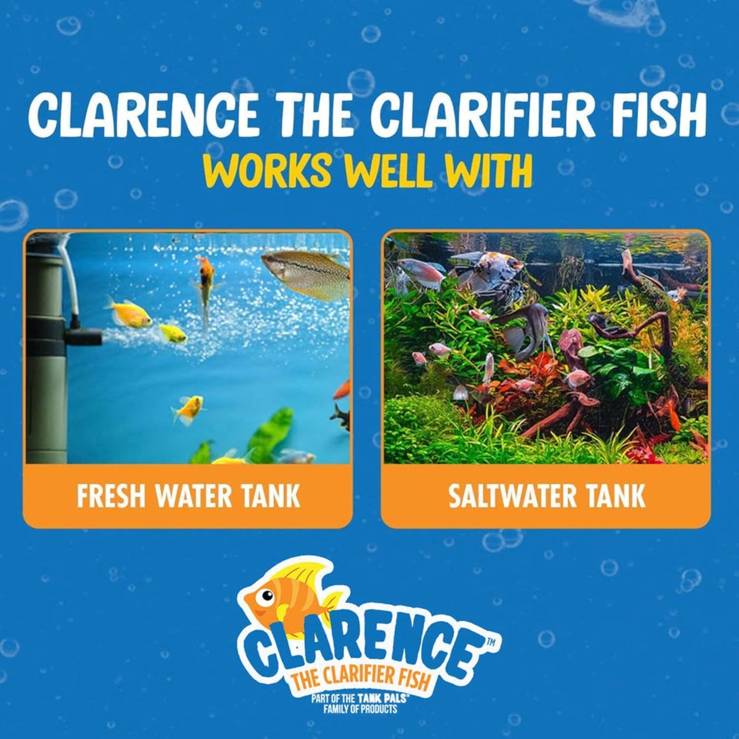 Clarence the Clarifier Fish - 1 pk, Purple - Aquarium Treatment, Clear Cloudy Fresh-Saltwater, Fish-Plant Safe, 10gal Tank Maintenance Each