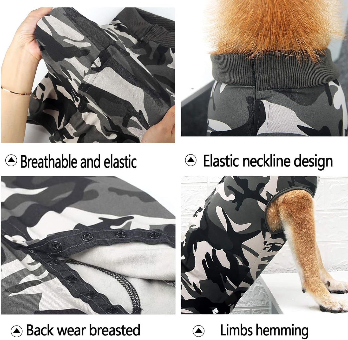 Surgery Suit for Dogs Recovery Suit Abdominal Wound Puppy Surgical Clothes Post-Operative Vest Pet After Surgery Wear Substitute (XXL, Camouflage)