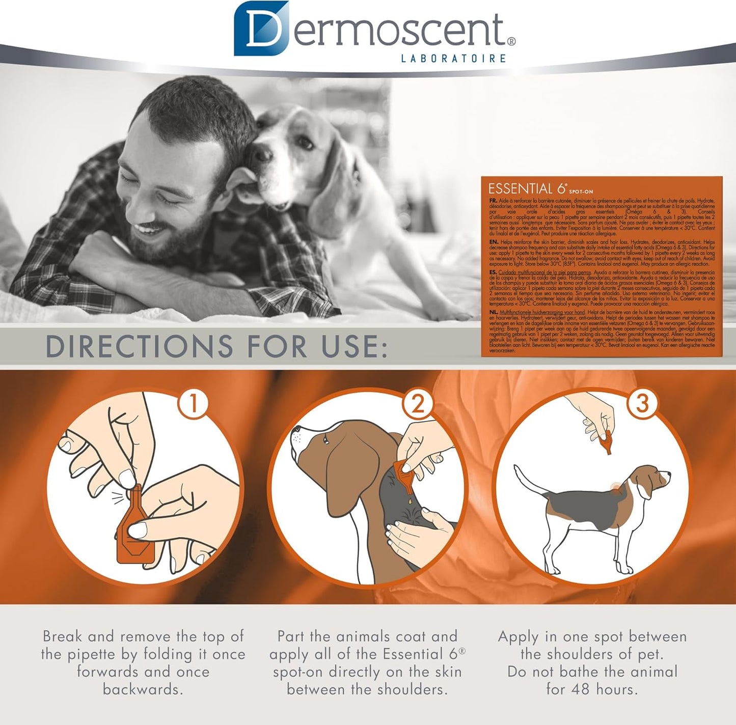 Dermoscent SpotOn Skin Care for Medium Dogs 22 to 44 lbs(10 to 20 kg)