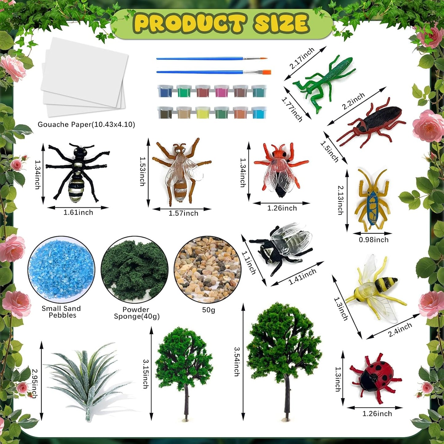 34 PCS Rainforest Diorama Kit Rainforest Animals Figurines Set Assorted Creatures Rainforest Diorama Supplies Animals Model Trees DIY Rainforest Decor