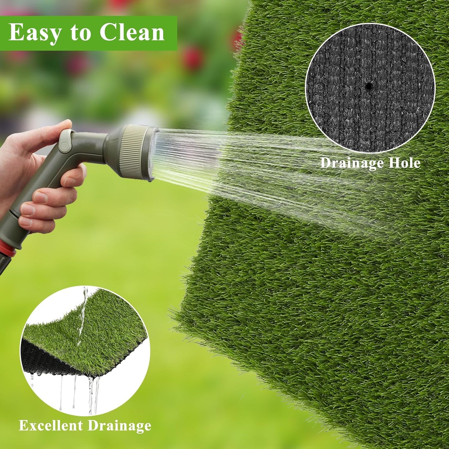 HEBE Fake Grass Pee Pad for Dogs 32"x48", Artificial Grass Turf for Indoor Outdoor Potty Training, Washable Dog Potty Grass Mat with Drainage Holes, Reusable Non-Slip Pet Potty Pad