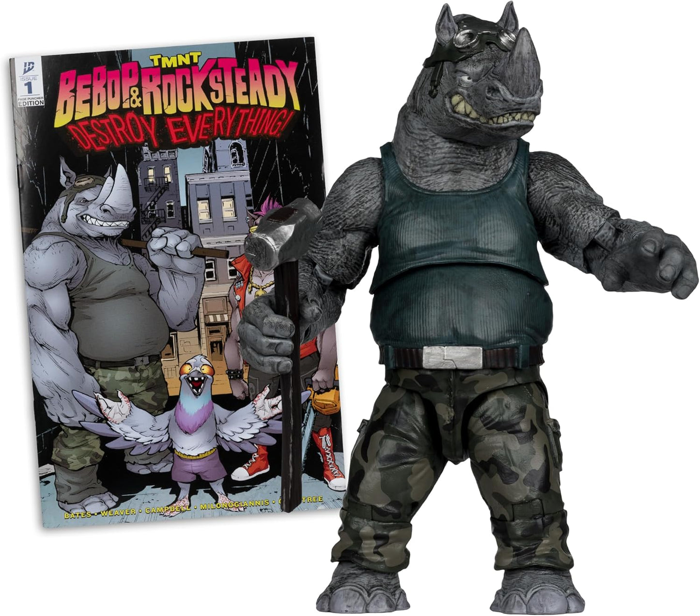 McFarlane Toys- Teenage Mutant Ninja Turtles (Page Punchers) Rocksteady 5in Action Figure with Comic