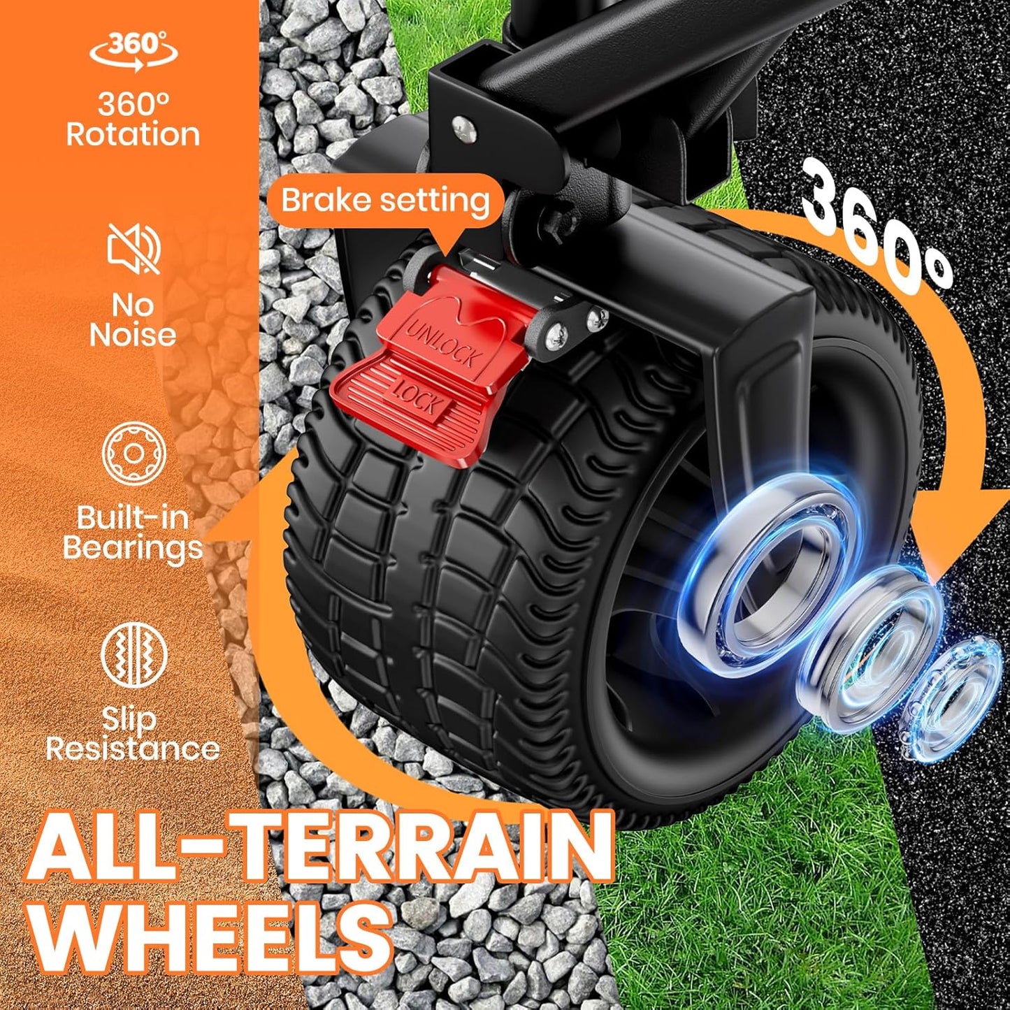 Collapsible Wagon Carts Foldable 570LBS Beach Wagon with Big All-Terrain Wheels Weight Capacity Heavy Duty Utility Carts with Cup Holders for Garden, Camping, Grocery, Sports Black