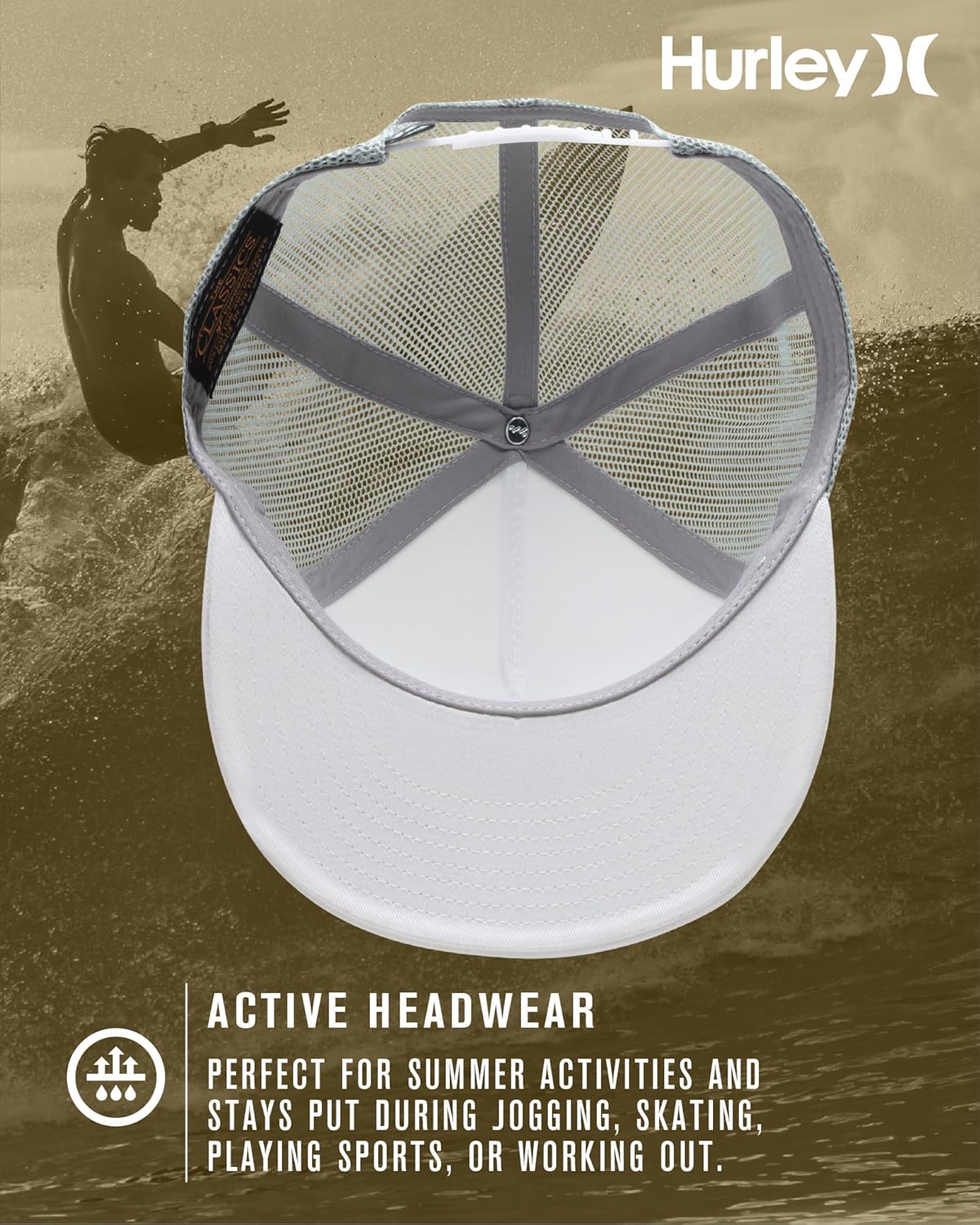 Hurley Men's Caps - Flat Brim Mesh Panel Baseball Cap Trucker Hat - Snap Back Hats for Men