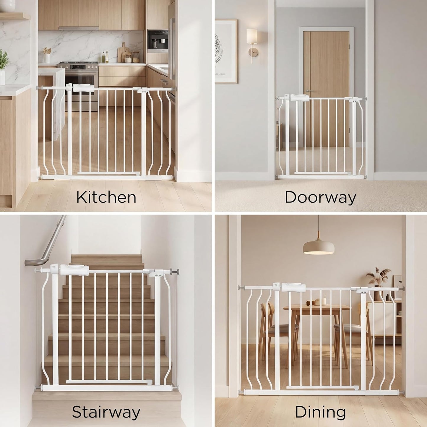 Extra Wide Baby Gate Tension Indoor Safety Gates White Metal Large Pressure Mounted Pet Gate Walk Through Long Safety Dog Gate for The House Doorways Stairs (48.03"-52.76"/122-134CM, White)