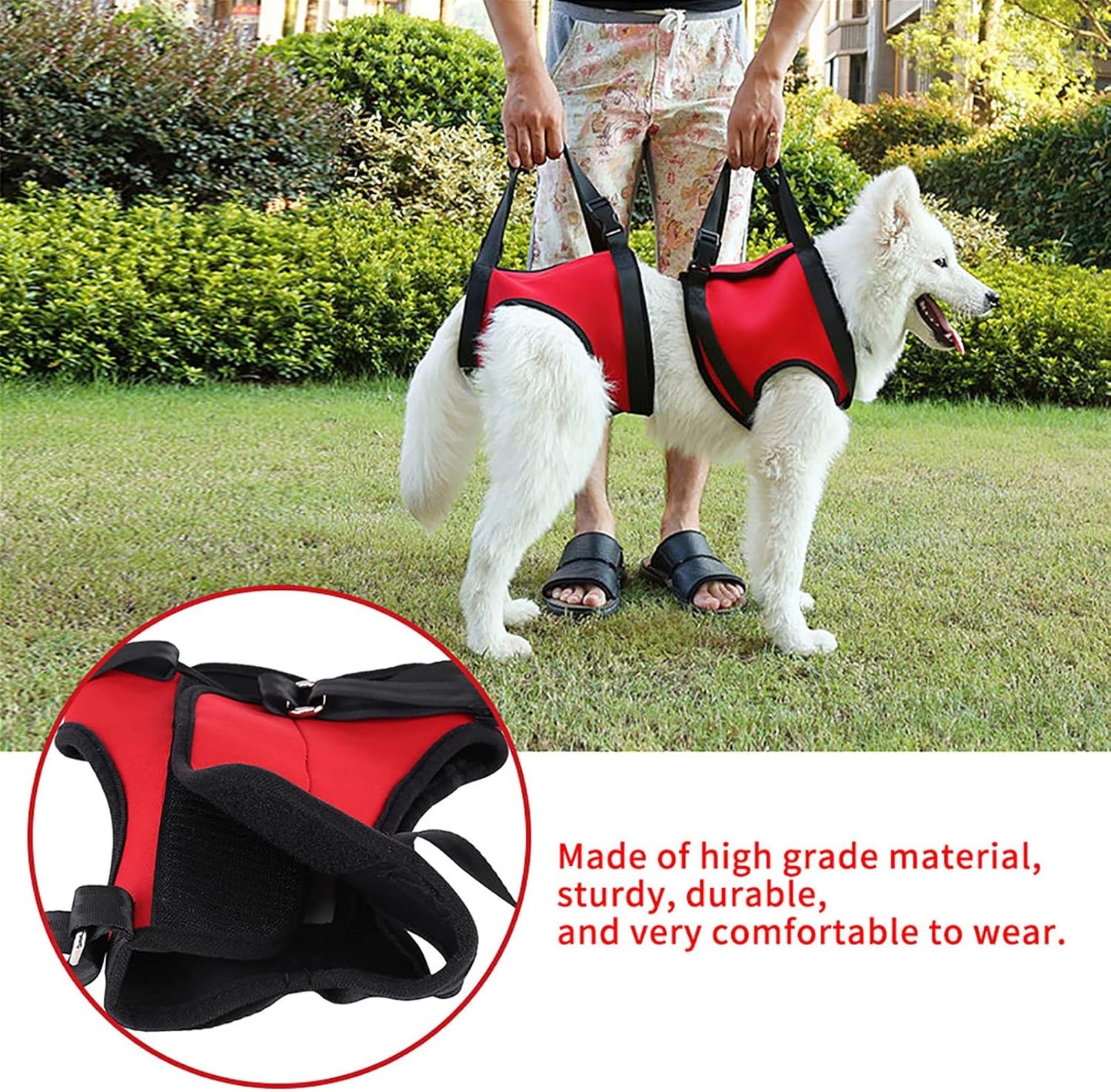 Oumefar Rear Leg Support Harness for Dogs, Elderly Injured Dog Mobility Aid Lifting Vest with Adjustable Straps, Assistance Harness for Stairs Car Travel, Front & Rear Harness Options (Large)