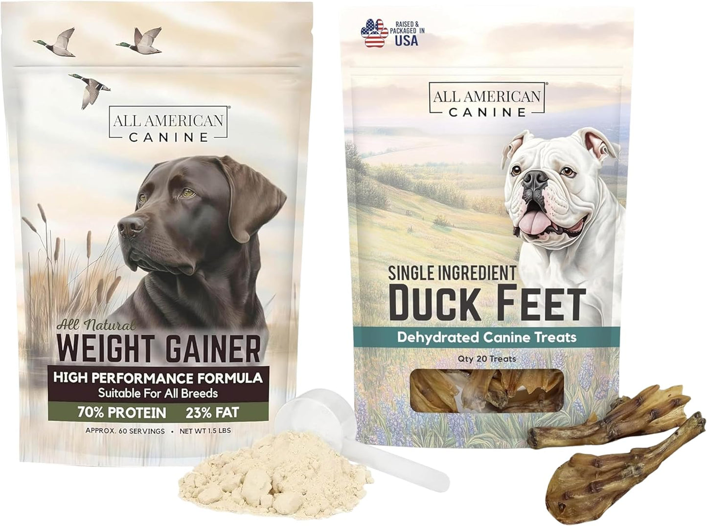 All American Canine Dog Weight Gainer and 20 Natural Duck Feet