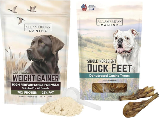 All American Canine Dog Weight Gainer and 20 Natural Duck Feet