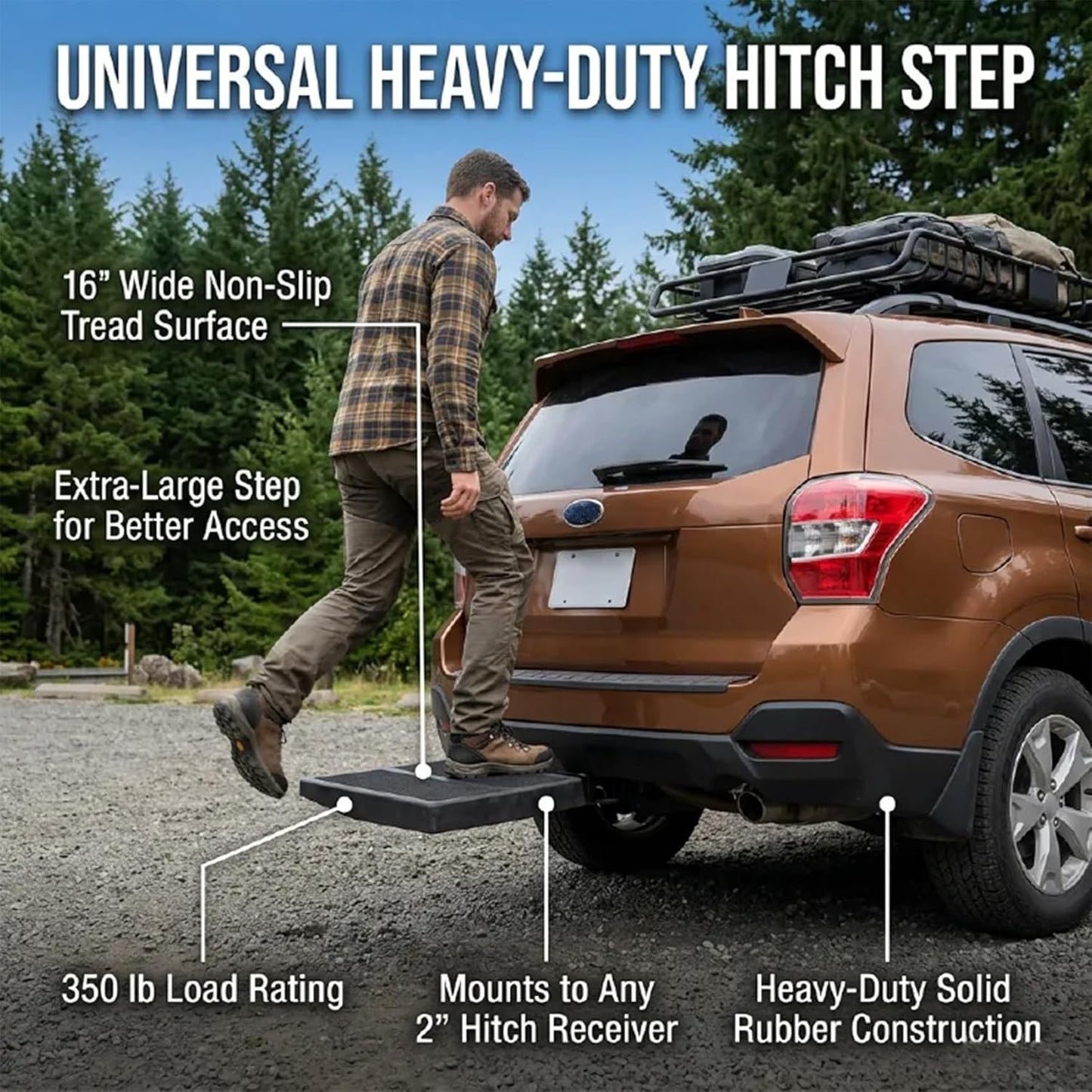 Dog Car Ramp for SUV Van, 2-inch Hitch Receiver Mount, Portable Lightweight Pet Step