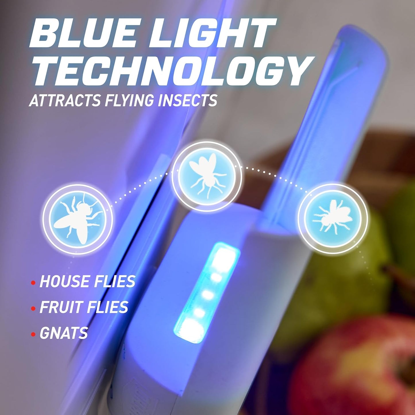 Ortho Home Defense Max Indoor Flying Insect Trap, Light Trap for House Flies, Fruit Flies, and Gnats, 1 Plug-in and 4 Refills