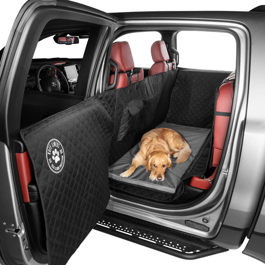 Ruff Liners Standard Dog Bed for Car Back Seat, Gray – As Seen on Shark Tank – Fits Standard Seat Extender – Non-Slip Base, Waterproof, Machine-Washable – Dog Mat for Car with Rebound Foam Comfort