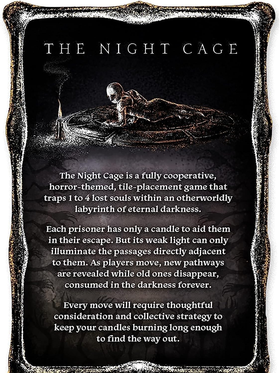 The Night Cage by Smirk and Dagger | Cooperative Candlelit Horror Strategy Game | Tile Laying Labyrinth Escape Adventure | for 1 to 5 Players | Ages 14+