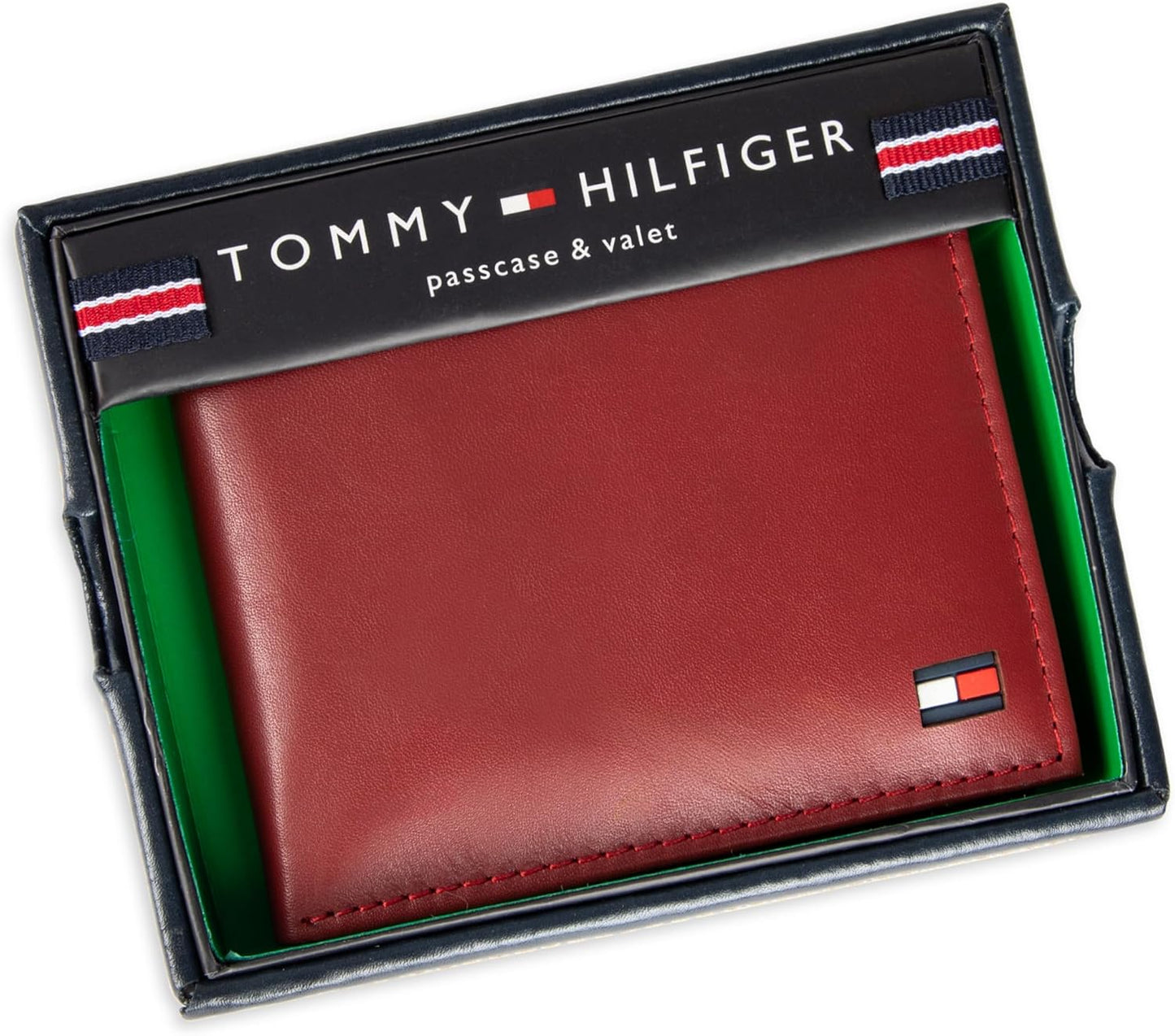 Tommy Hilfiger Men's Slim Leather Bifold Passcase Wallet with Removable ID Window