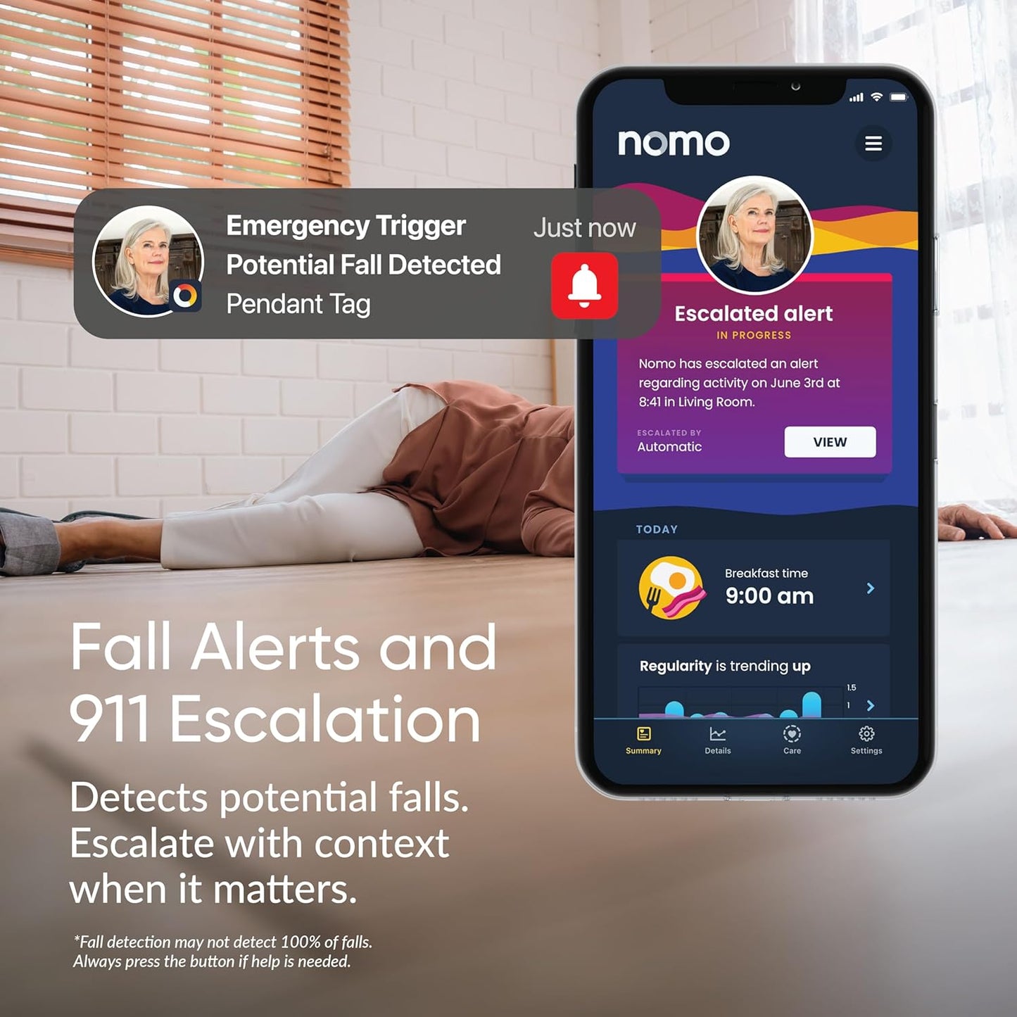 Medical Alert System, Fall Detection for Seniors, WiFi in Home Monitoring Safety System, Emergency Call Button, Custom Fall Alert, Virtual Caregiver, 60-Day Trial, Monthly Subscription