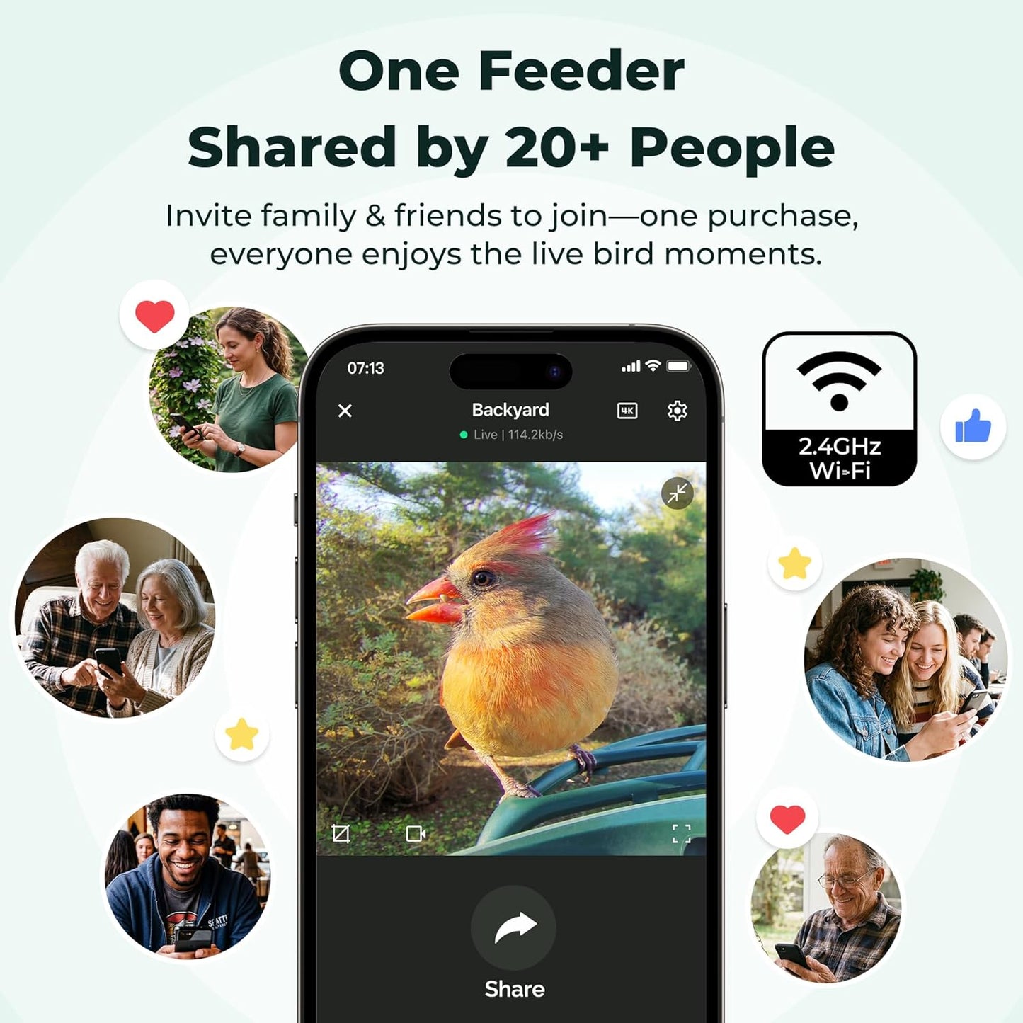 Smart Bird Feeder 4K AI Camera With Solar Panel For Outdoors, Bird Species Identification, 8MP Photos, 4K Video Livestream, Real-Time Bird Alerts, Birdwatching Gifts For Bird Lovers, Sage Pine