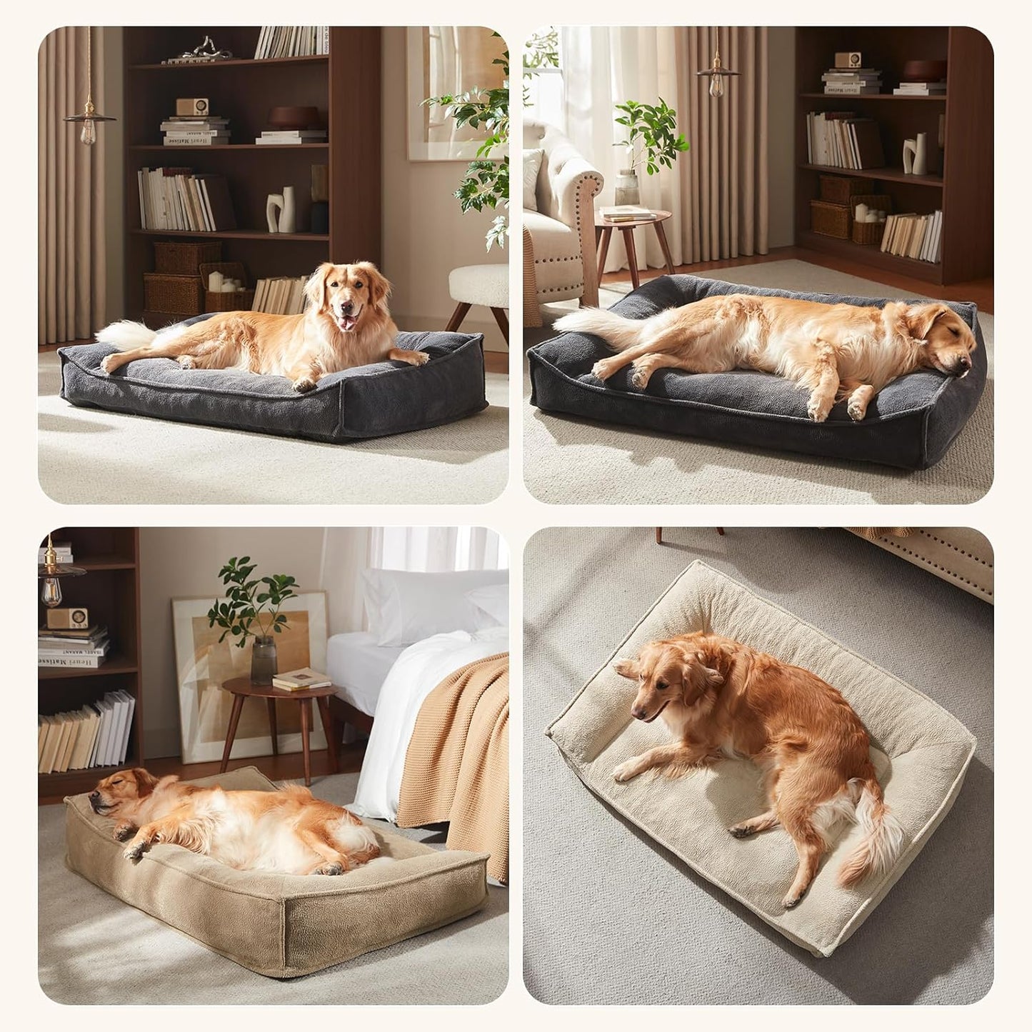 FURTIME Orthopedic Dog Bed Medium Size Dog, Extra Thick Supportive Comfort Pet Sofa, Ergonomic Slant Dog Couch Bed with Removable Washable Cover, Ultra Soft Surface & Non-Slip Bottom, Grey, 35"