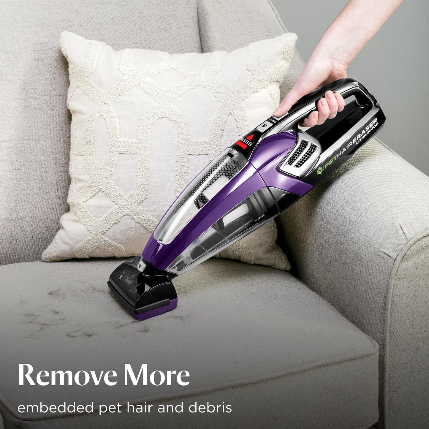 Bissell Pet Hair Eraser Cordless Hand Vacuum, Lithium Ion, Home, Auto, and Pet Vacuum, Easy-Empty Dirt Bin, Upholstery Tool, Brush Tool, and Crevice Tool Included, 2390A
