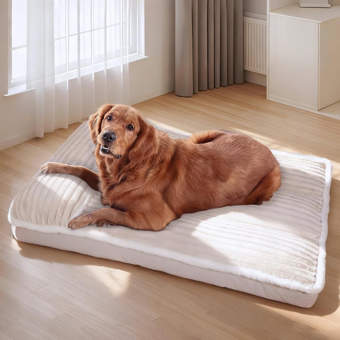 KHONSU PET 베개 포함 강아지 침대 10.2cm(4인치) 정형외과 패드 최대 49.9kg(110파운드) 대형견용 방수 탈착식 커버 세탁기 세탁 가능, XXL 강아지용