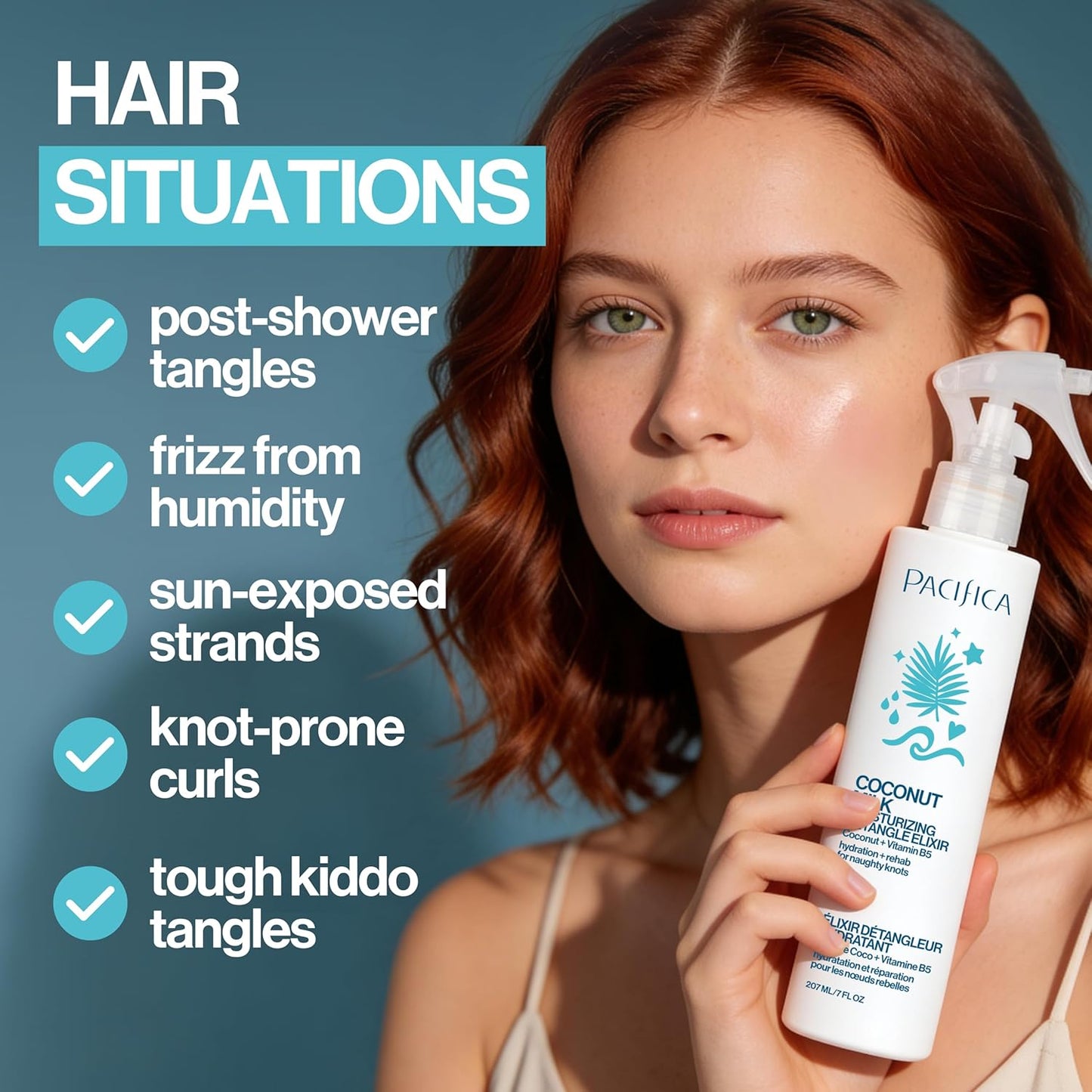 Pacifica Coconut Milk Hair Detangler Spray – Leave-In Conditioning Elixir for Tangle-Free Hair – Instantly Detangles Knots, Adds Shine & Moisture, Prevents Breakage & Frizz – Vegan & Cruelty-Free | Vegan, Cruelty-Free