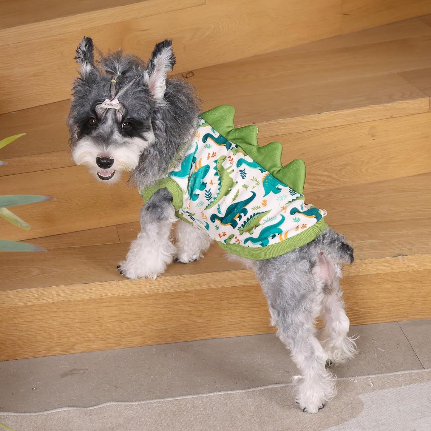 CuteBone Dinosaur Costume Dog Shirt, Stretchy Velvet T-Shirt Clothes for Small Dogs, Soft & Breathable Pet Tee Outfit Cat Apparel for Daily Wear, Cozy Pullover Design Puppy Fashion COSBX03M