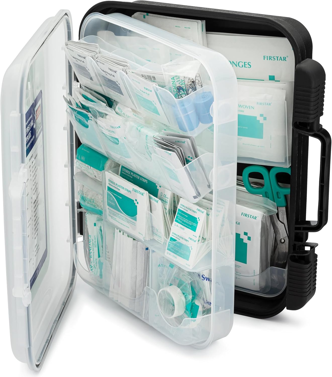 Large Wall Mountable & Portable First Aid Kit Cabinet for Business, Office, School, Warehouse & Workplace Safety – OSHA Compliant Emergency Medical Supplies with Tilting Shelves & Mounting Hardware