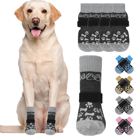 KOOLTAIL Dog Socks Shoes for Hot Pavement to Prevent Licking Paws, Winter Dog Boots&Paw Protector for Hardwood Floors Anti Slip,Traction Control Grip Booties for Small Medium Large Senior Dogs,Black M
