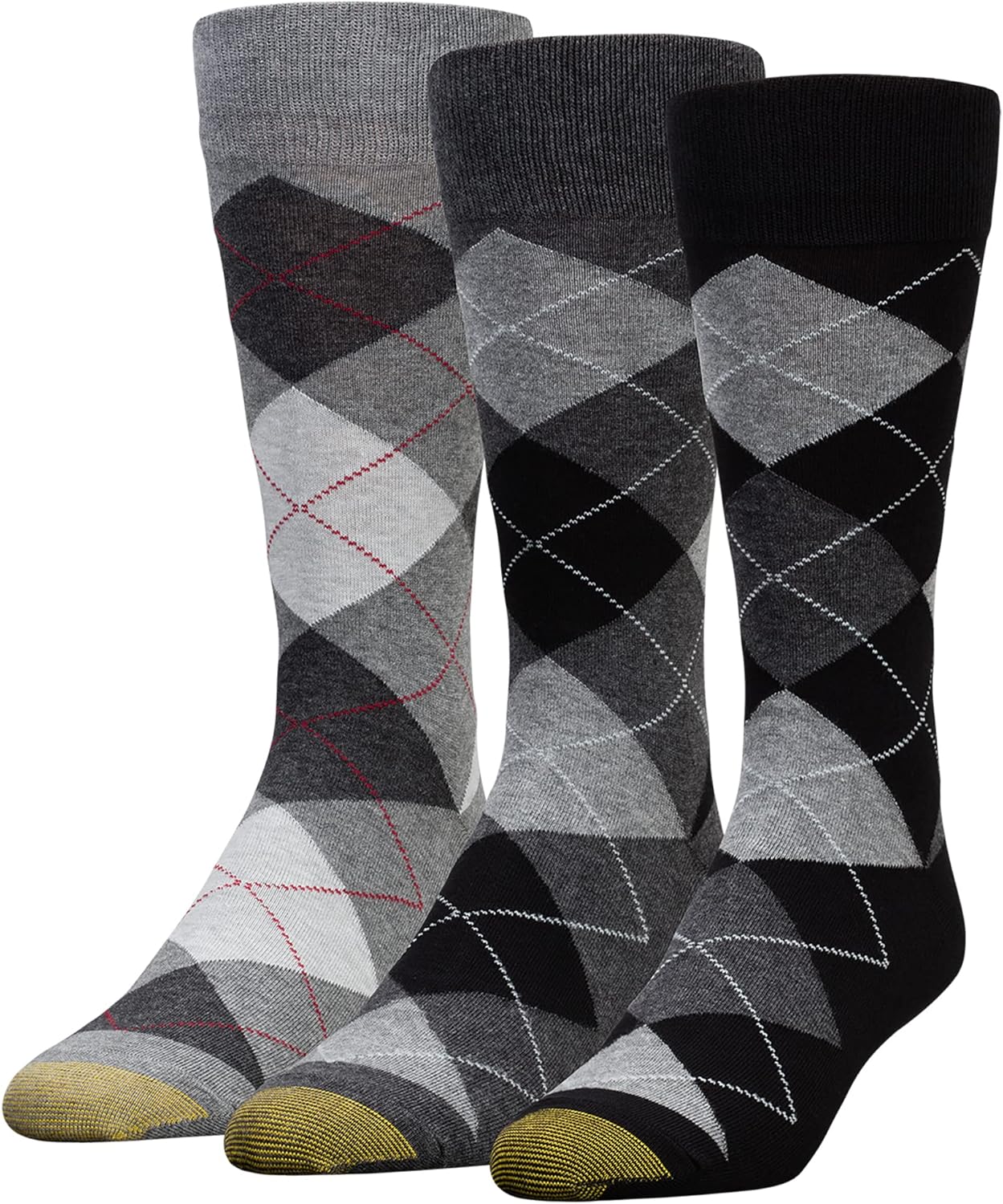 GOLDTOE mens Carlyle Argyle Crew Dress Socks, 3-pairs