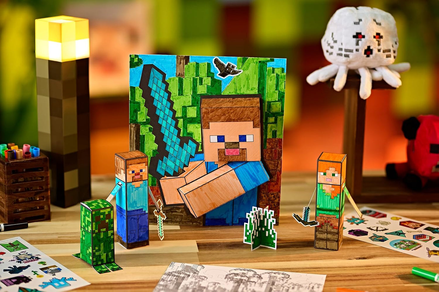 Crayola Minecraft POPs 3D Art Kit for Kids, Create 3D Characters, Coloring Activity Set with Markers & Stickers, Minecraft Toys, Gift for Boys & Girls