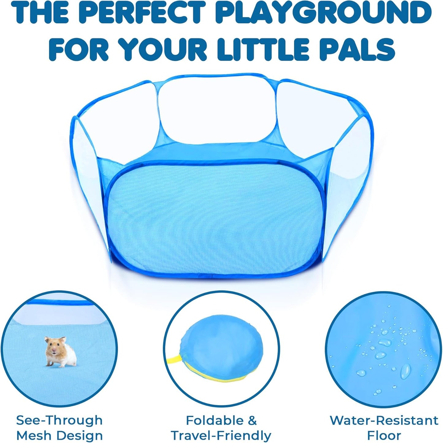 CoCoo Small Animal Portable Playpen for Indoor, Outdoor Fun, Give Your Furry Friend 360° Adventureland, Water-Resist Floor Saves Carpets, Folds Flat for Easy Storage, Ideal for Exercise, Training