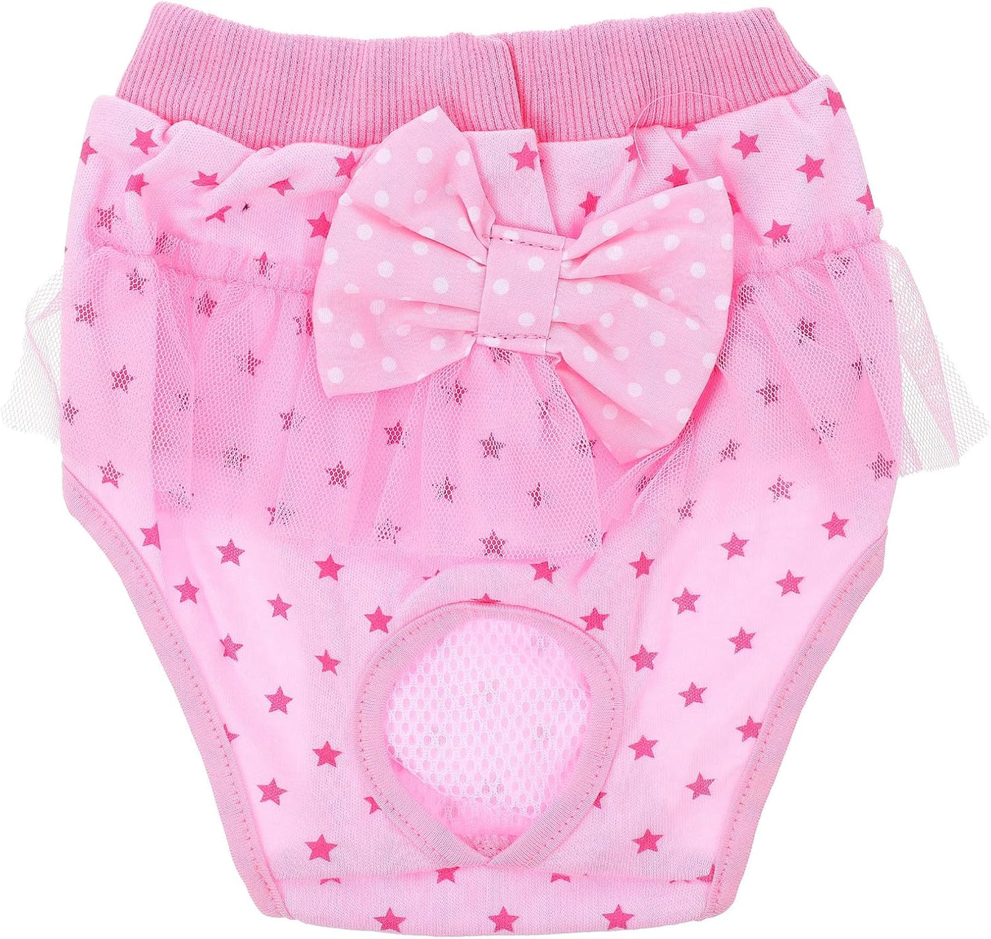 Milisten Female Dog Diaper Panties Reusable Washable Puppy Sanitary Diaper Lace Bow Pink Medium for Heat Cycle Protection and Pet Housebreaking