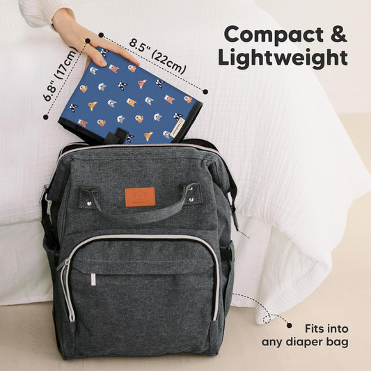 KeaBabies Portable Diaper Changing Pad, Easy Wipe Clean - Foldable Waterproof Baby Changing Mat for Diaper Bag, Compact, Lightweight, 25x13 Newborn, Infant, Baby Changer Travel Essential (Pets & Paws)