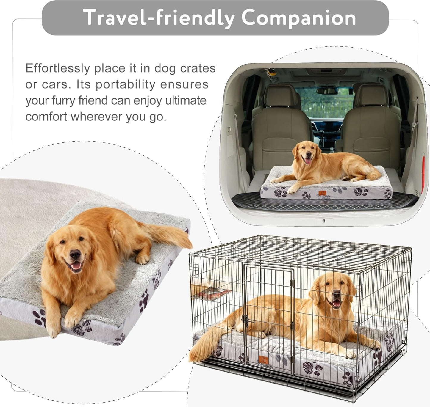 Waterproof Orthopedic Dog Bed for Extra Large Dogs 41x27x4 Inch - Egg Crate Foam Pet Crate Bed with Removable Washable Cover, Plush Top Anti-Slip Bed Mat, Chocolate