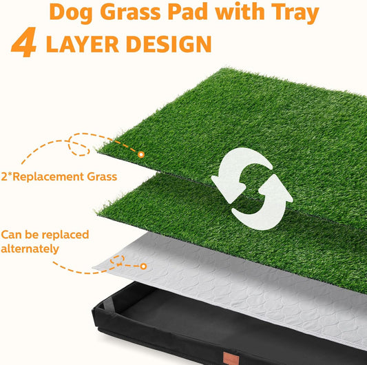 LOOBANI Dog Grass Pad with Tray, Lightweight Oxford Cloth Tray for Potty Training, 19 * 24 in