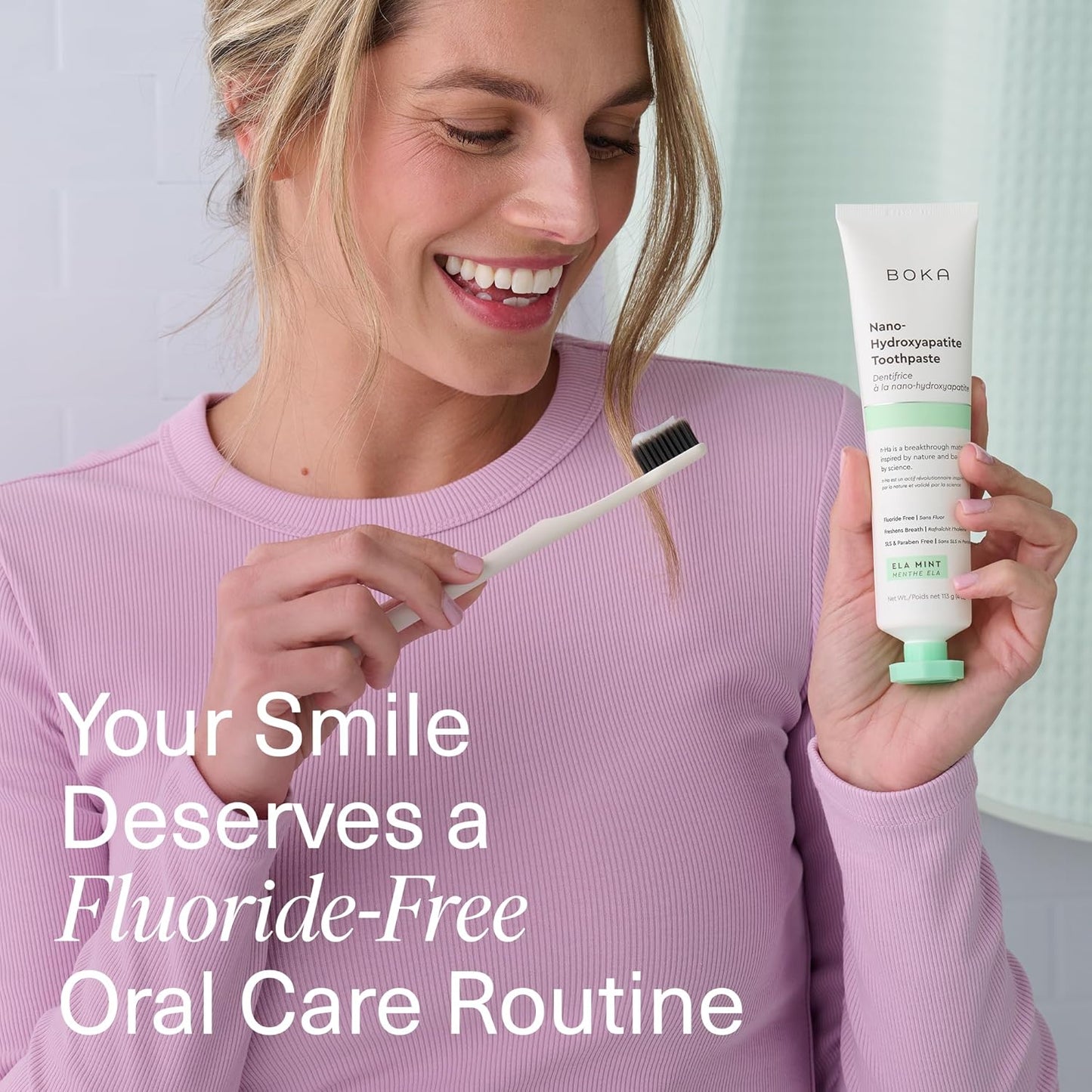 Boka Fluoride Free Toothpaste, Nano Hydroxyapatite Toothpaste, Appropriate for Sensitive Teeth - for Adult Oral Care - Ela Mint Flavor, 4 Fl Oz 1Pk US Manufactured