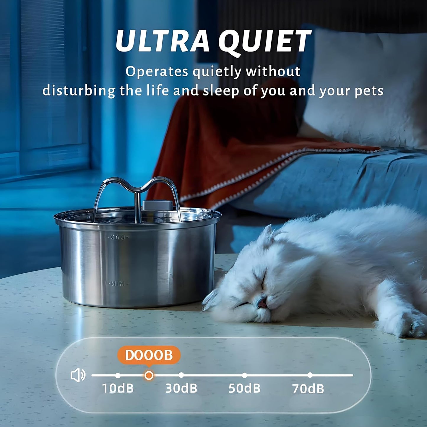 Cat Water Fountain Stainless Steel,3.2L Capacity Dog Drinking Fountain,Automatic Cat Fountain with Water Level Window, Quiet Pump, for Multiple Pets