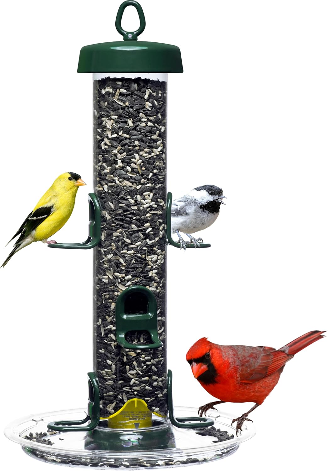 Brome Tube 200 Wild Bird Feeder, Metal, 6 Seed Ports, 3.4 lb Capacity, Extra-Wide Perches, Easy to Fill & Clean, Pole-Mountable, Seed Tray Available
