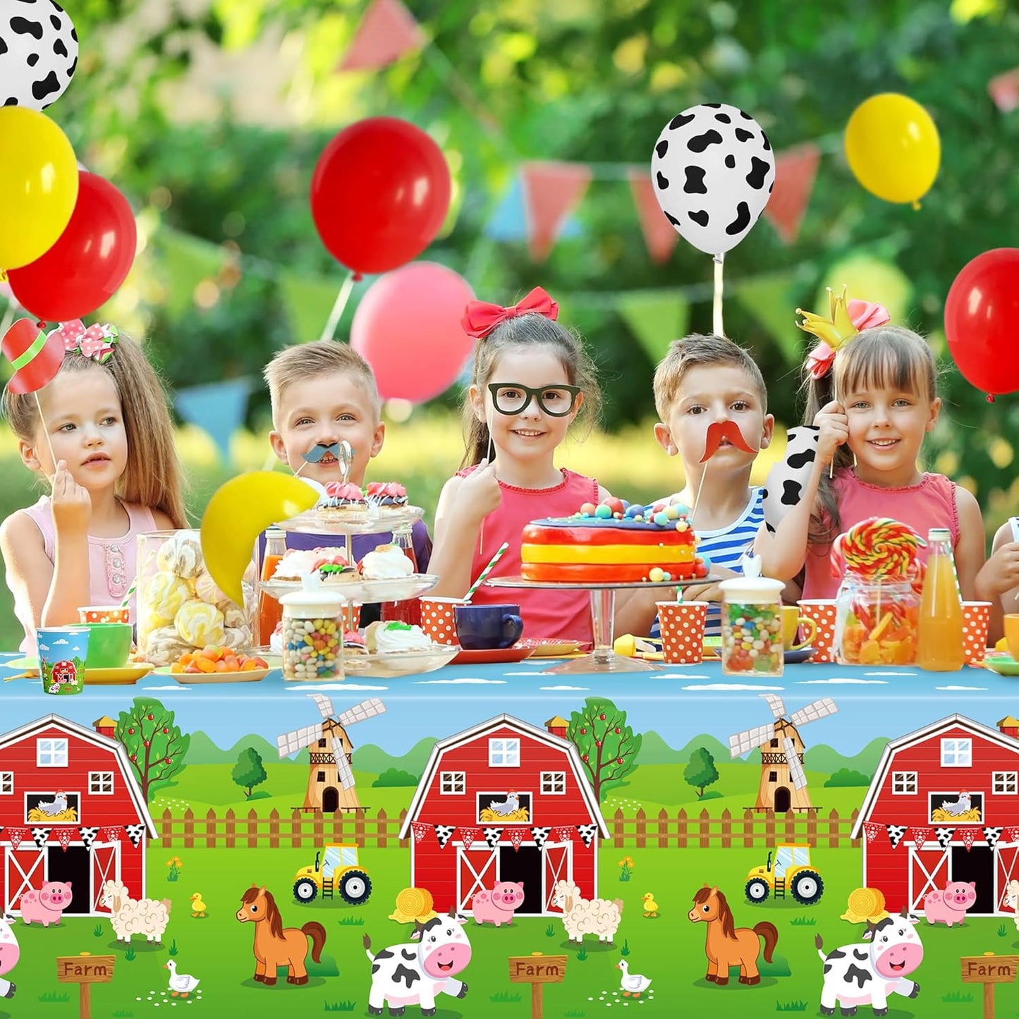 3Pack Farm Tablecloth Farm Animal Birthday Party Supplies Barnyard Themed Party Decorations Farm Birthday Decorations Rectangular Disposable Plastic Table Cover 108 X 54 Inch