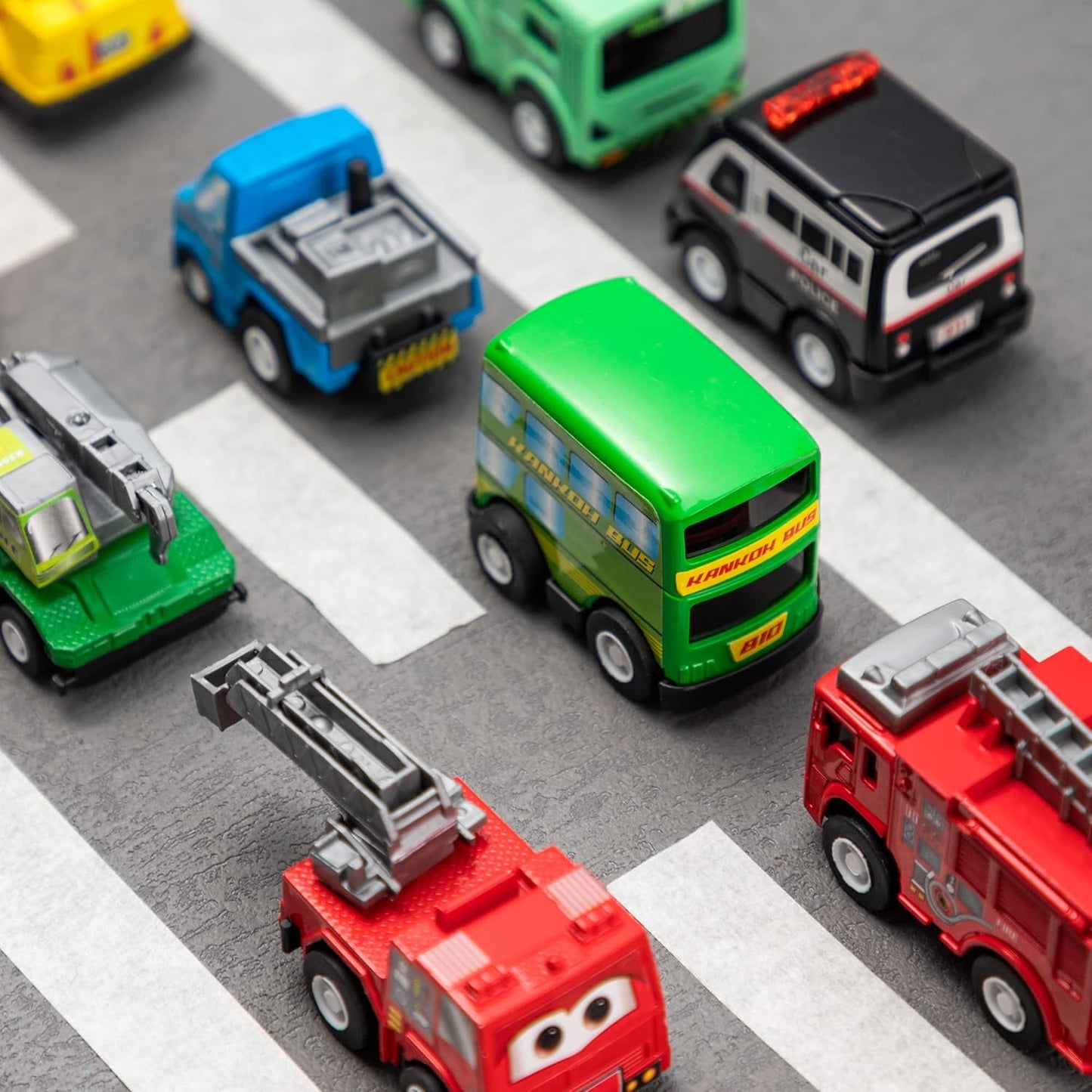 JOYIN 18 Pcs Pull Back City Cars and Trucks Toy Vehicles Set, Friction Powered Cars Toys for Toddlers, Easter Basket Stuffers, Party Favors for Kids 3-5, Gifts for Boys and Girls, Easter Egg Fillers