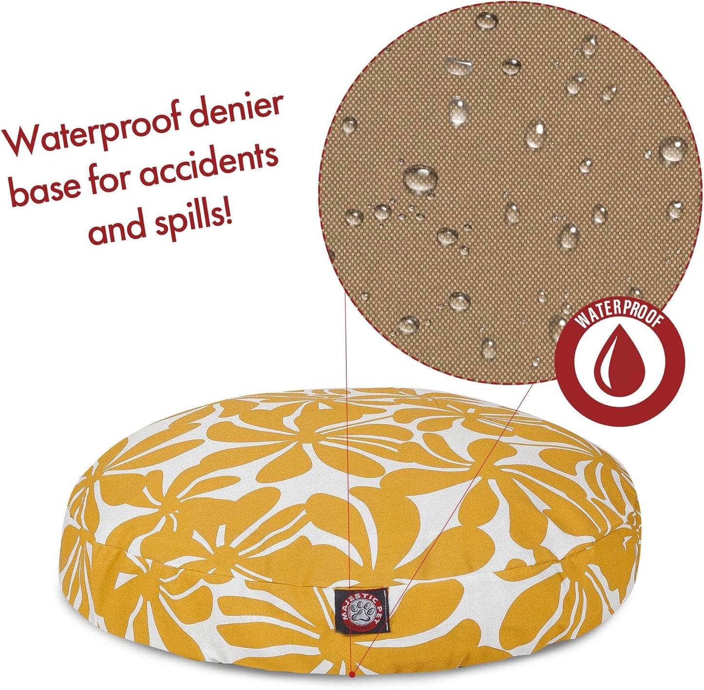 Yellow Plantation Small Round Indoor Outdoor Pet Dog Bed With Removable Washable Cover By Majestic Pet Products