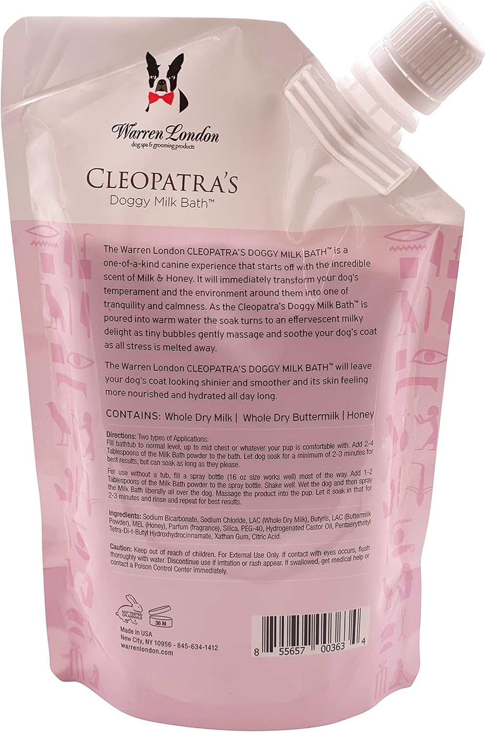 Warren London Cleopatra's Doggy Milk Bath | Luxurious Dog Shampoo and Conditioner w/Whole Milk Powder and Honey for Silky Smooth Coat | Use as a Full Bath Soak or Spray On Dog Shampoo | 12oz