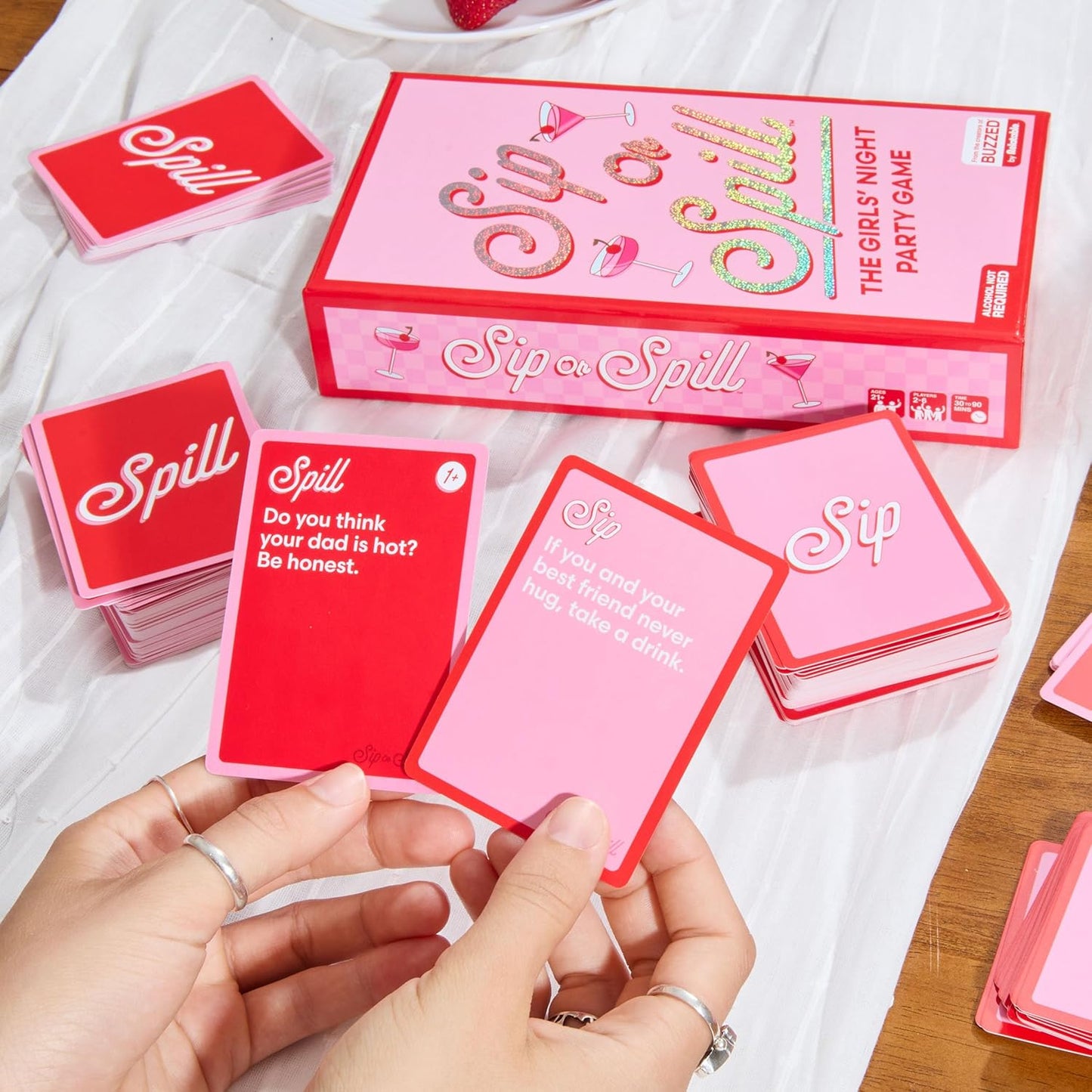 Sip or Spill Party Drinking Game, Fun Social Drinking Games for Adults, Games and Card Games, Includes 200 Cards and Instructions