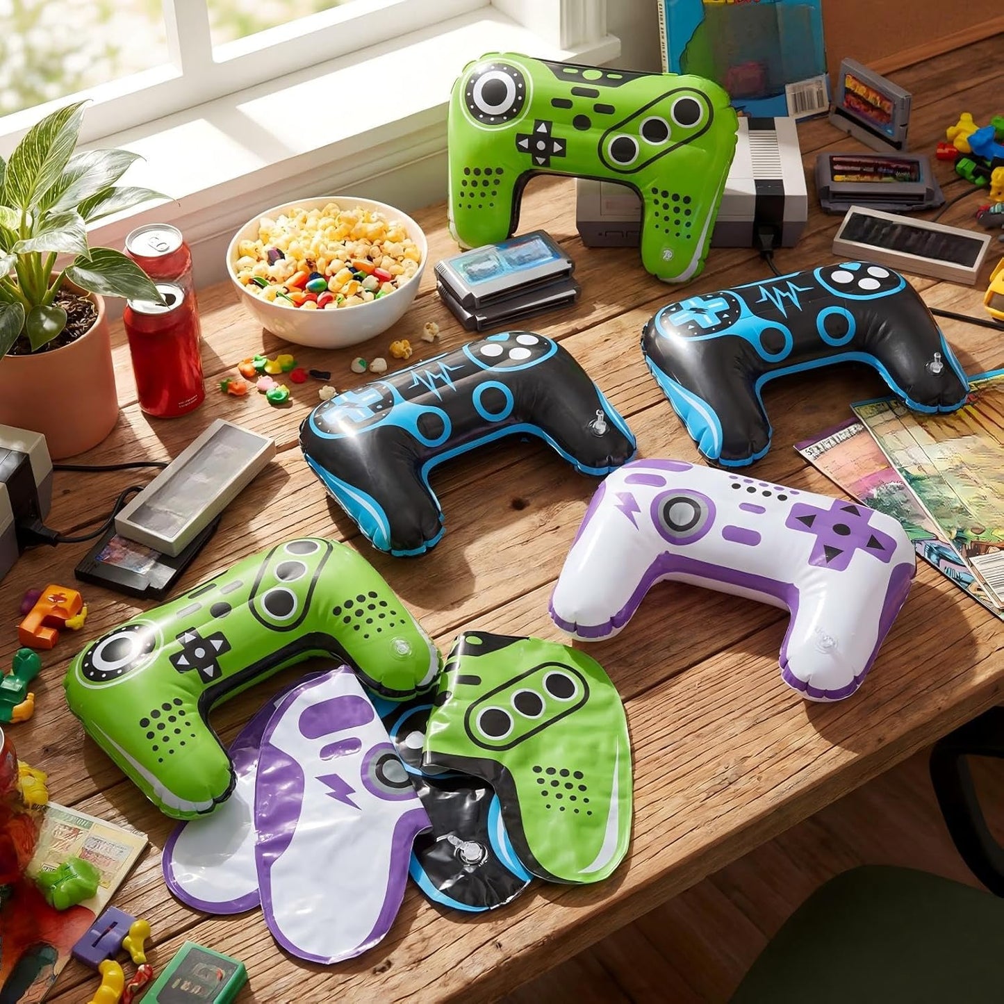 24 Pcs Inflatable Gamer Controllers Video Game Balloons Decorations Vinyl Game Controller Balloons for Gaming Birthday Decorations, 14.8 x 10.8 Inches