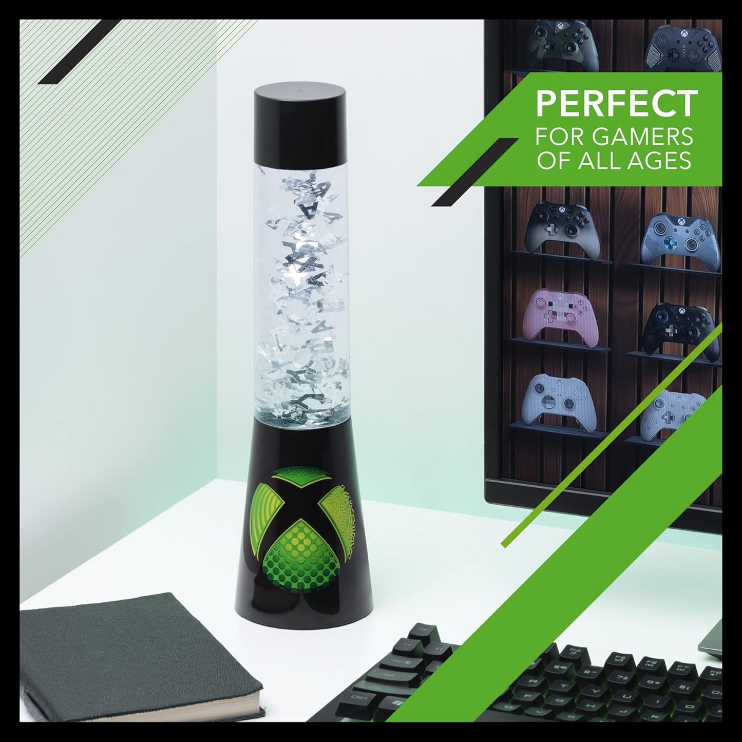 Paladone Xbox Glitter Flow Lamp, Night Light Mood Lighting, 33 cm