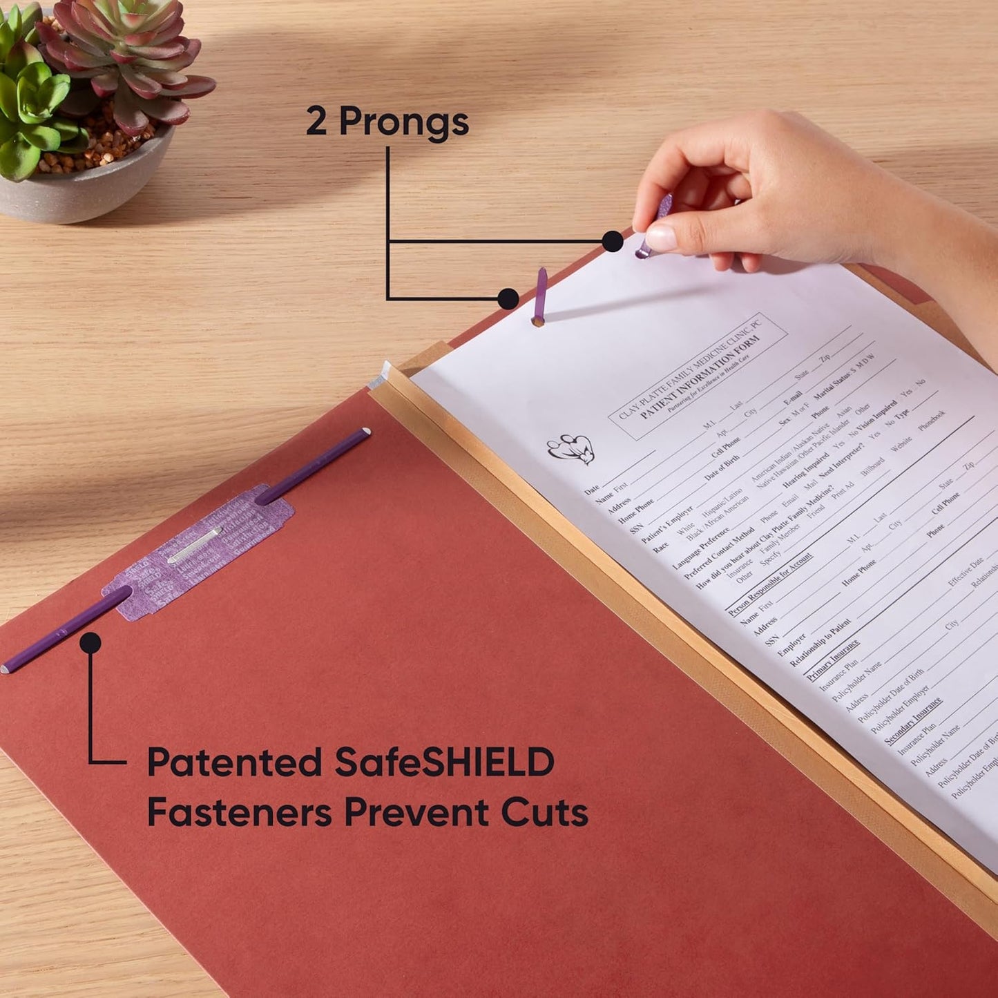 Smead Pressboard Legal Size File Folders with SafeSHIELD Fasteners, 2 Dividers, 2" Expansion, Office Folders, Paper Holder, Red, 10 per Box (19075)