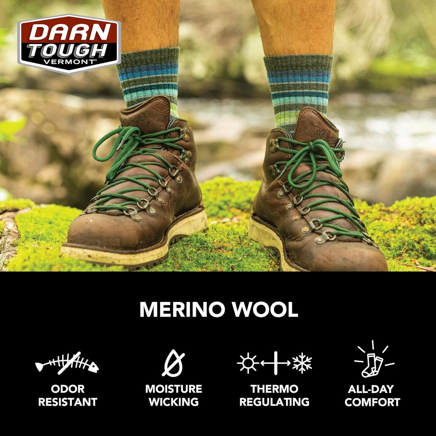 Darn Tough Men's Heady Stripe Micro Crew Light Cushion Sock (Style 1924) -