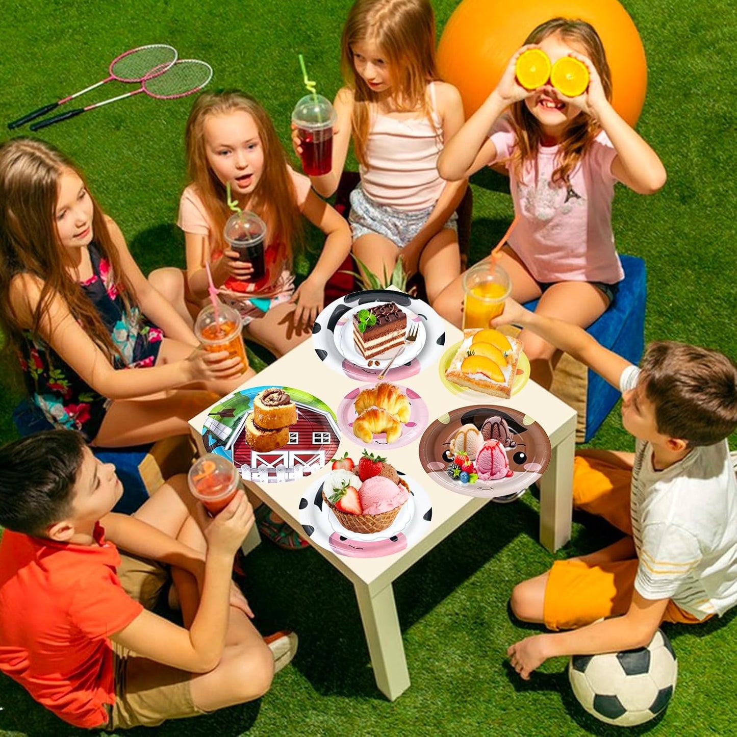 180Pcs Farm Animals Party Supplies Paper Plates and Napkins Serve 60 Disposable Tableware Set for Birthday Party Decorations Game Day Family Holiday Sports Events