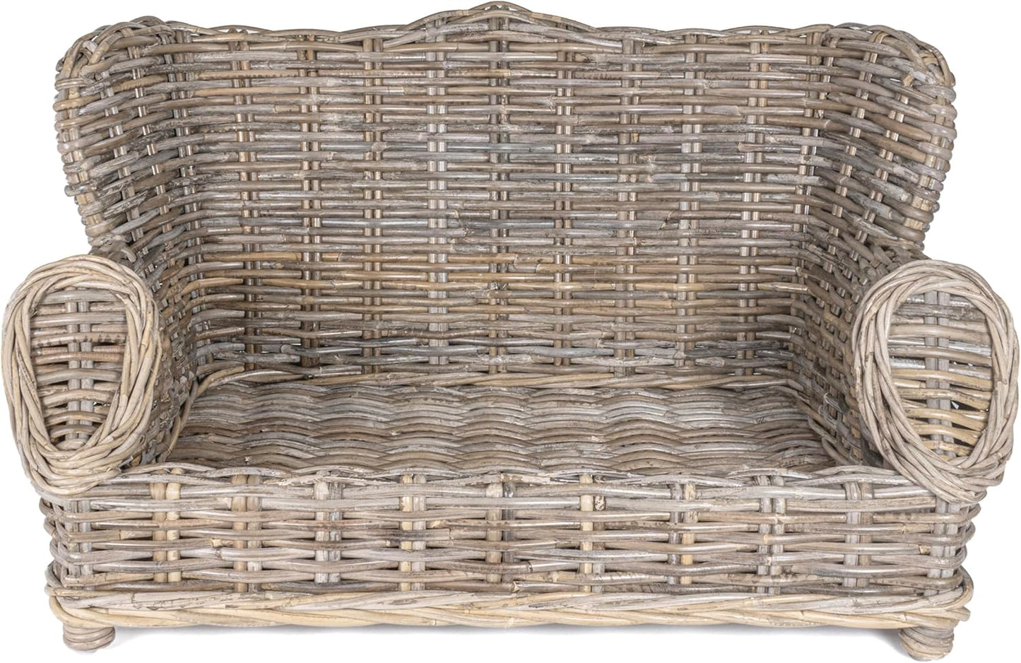 DBD1004A Classic 27.5" x 18" Mediterranean Handwoven Rattan Dog Daybed with Machine-Washable Cushion, Kubu Gray