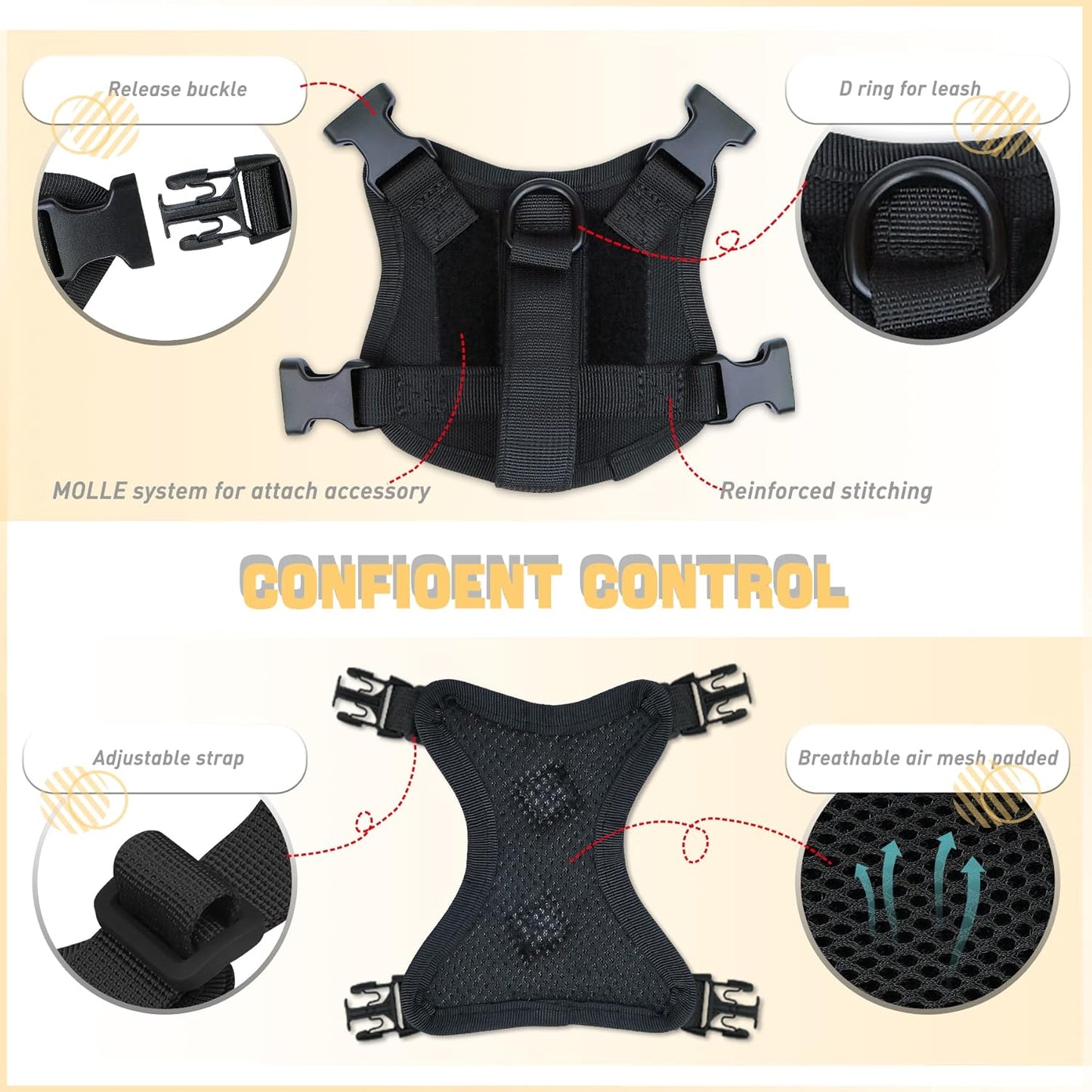 Cat Vest Harness Leash Set for Walking Escape Proof Adjustable Comfy mesh no Pull Harness for Extra Small cat Kitten Puppy Control Handle Anxiety Relief Security Vest with Velcro systerm for Outdoor