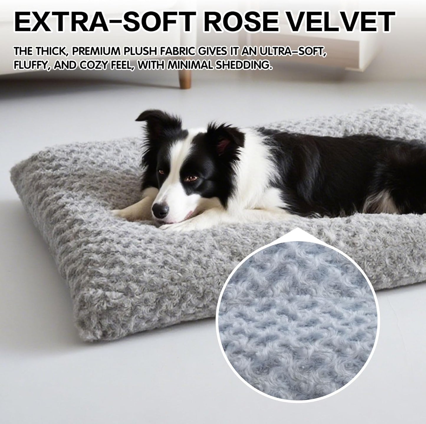 Dog Bed Washable Pet Bed, Dog Crate Bed Washable Cushion with Anti-Slip Bottom, Calming Anti-Anxiety Pet Bed with Non-Slip Bottom for Medium&Large Dogs and Cat, Grey(44.5''X32.7''X9.8'')