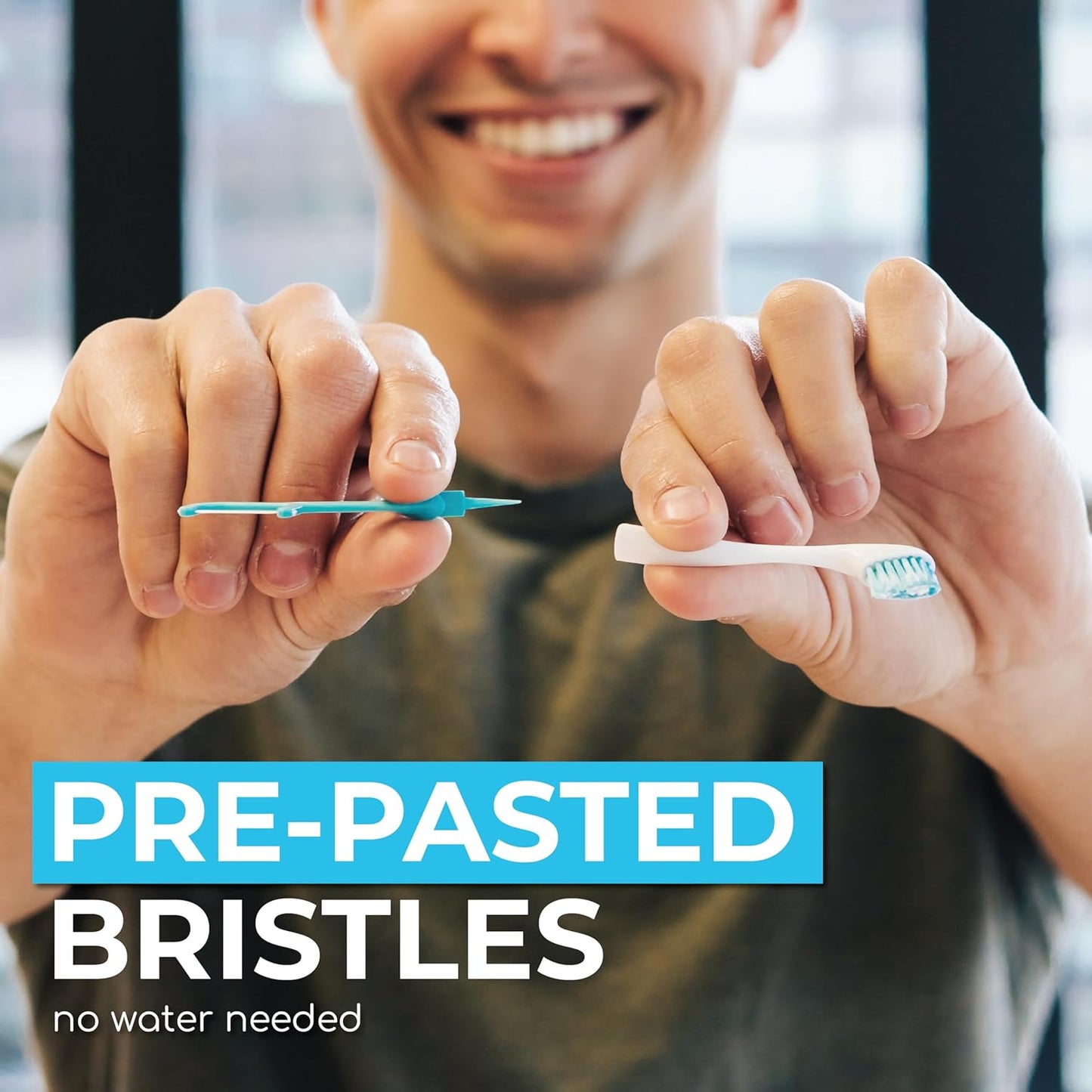 Brushee - The Evolution of Oral Care | 4-in-1 Tool (Paste + Brush + Floss + Pick) | Individually Wrapped | Disposable | Prepasted Travel Toothbrushes | Small Adult Toothbrush - (24-Pack)